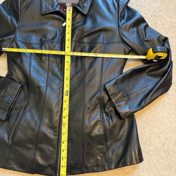 Wilson thinsulate ultra Women's black leather quilted coat rn 69426 - Picture 3 of 8